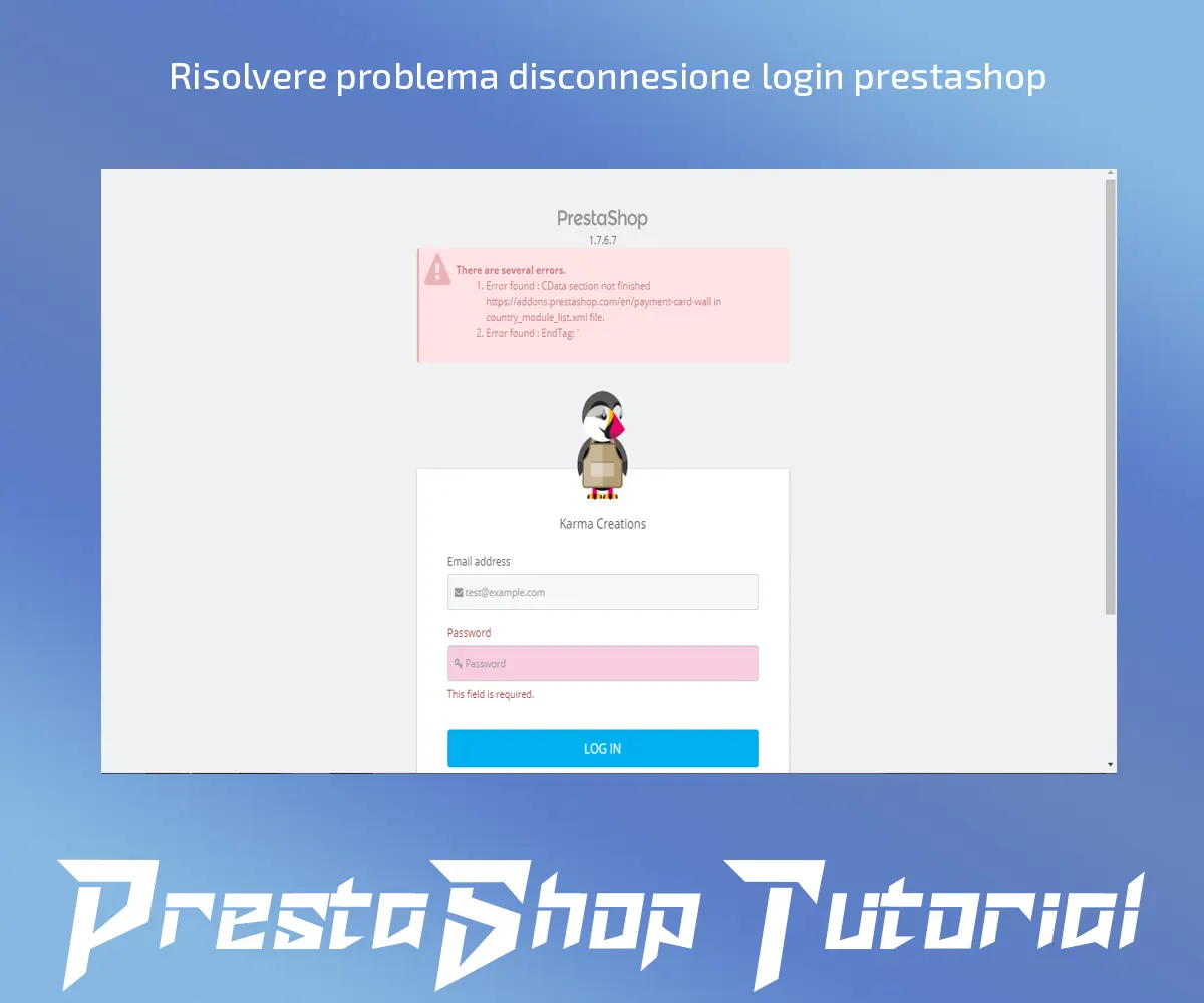 risolvere problema disconnesione login prestashop