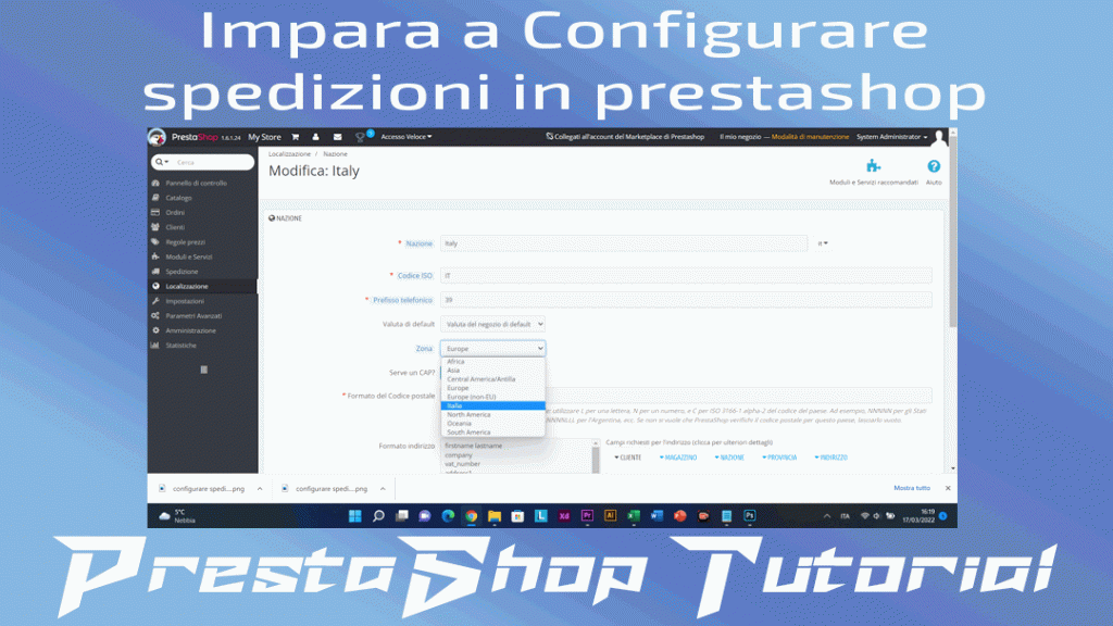 CREA ZONA SPEDIZIONE - CONFIGURARE SPEDIZIONE PRESTA