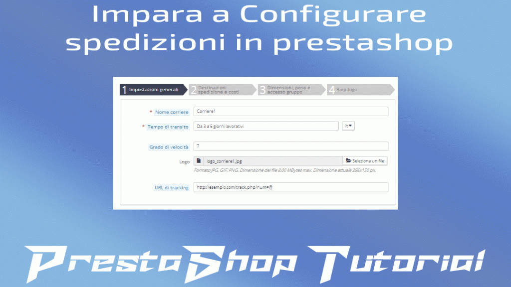 Configurare spedizioni in prestashop